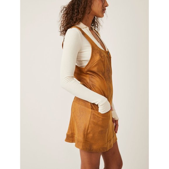 FREE PEOPLE Western Wind Mini Shift Dress / Camel - Picture 2 of 7